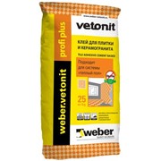 Клей для плитки и керамогранита серый Weber Vetonit Profi plus (25 кг)