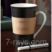 Керамическая чашка с крышкой Starbucks MEMO (ложечка, маркер, подставка в наборе) фото