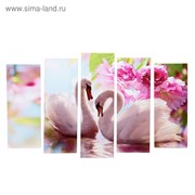 Картина модульная на подрамнике “Белые лебеди“ 2шт-21*54; 2шт-21*61; 1шт-21*68; 105*68 см фото