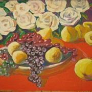 Картина Натюрморт цветы и фрукты фото