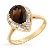 Золотое кольцо с раухтопазами и бриллиантами фотография
