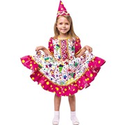 Карнавальный костюм Пуговка Хлопушка в платье детский, 32 (128 см) фото