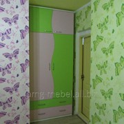 Шкаф в детскую комнату зелено-розовый фото