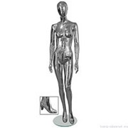 Манекен женский, абстрактный, для одежды в полный рост, на круглой подставке, цвет хром, стоячий, классическая поза. MD-B8106 фото