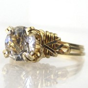 Серебряное кольцо позолоченное с бриллиантом (Херкимер) фото