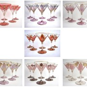 Бокалы для мартини, эксклюзивное цветное чешское стекло фото