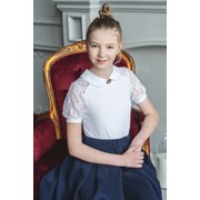 Блузка для девочки, артикул D085-105, цвет белый