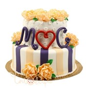 Свадебный торт с сердцем и инициалами №618 фотография