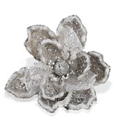 Декор Цветок на клипсе серебряный фотография