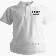 Рубашка поло Audi белая вышивка черная фото