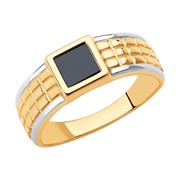 Золотое кольцо с ониксом SOKOLOV 018369 фотография