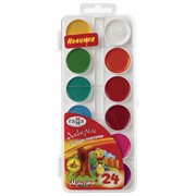 Краски акварельные ГАММА Мультики, 24 цв., медовая, без кисти, пластиковый корпус, европодвес, 211046_24 фото