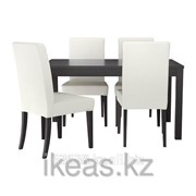 Стол и 4 стула, коричнево-чёрный, Гобо белый БЬЮРСТА,ХЕНРИКСДАЛЬ фотография