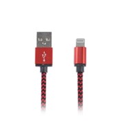 Кабель LuazON, Lightning - USB, 1 А, 1 м, оплётка нейлон, красный фото