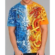 Яркая мужская футболка Yushkoff Water-fire Dragon фото