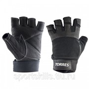 Перчатки для занятий спортом “TORRES“ арт.PL6051L, р.L, нейлон, нат.кожа, подбив.6мм, напульсник,чер фото