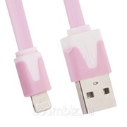 USB кабель «LP» для Apple iPhone/iPad Lightning 8-pin плоский узкий (розовый/европакет) фотография