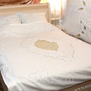 Комплект постельного белья "свадебный" с вышивкой ришелье модель 78 (1,5 спальный)