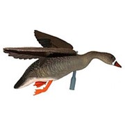 Чучело гуся белолобый летящий, крепеж на палку, подвижн.крылья для веревки, пластик, не складной, матовый, 800гр./1шт. фото
