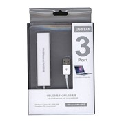 Разъем USB ХАБ USB - USB 2.0, 3-ПОРТА, +RJ45, 0,15М белый