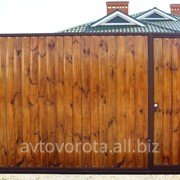 Откатные ворота с зашивкой натуральным деревом АвтоВОРОТА 3000*2000
