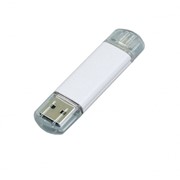 USB-флешка на 64 ГБ.c дополнительным разъемом Micro USB, белый фото
