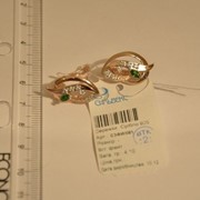 Серьги серебряные позолоченные с фианитами Арт С3ФИ/081, вес 4,10 гр, фото
