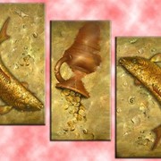 Золотая рыбка (интерьерная модульная объемная картина маслом на холсте на заказ)