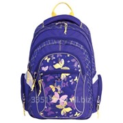 Рюкзак Erich Krause для учениц средней школы, фиолетовый/желтый, бабочки 38х28х14 см фотография