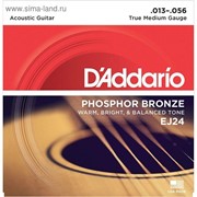 Струны для акустической гитары D'Addario EJ24 Phosphor Bronze, True Medium, 13-56