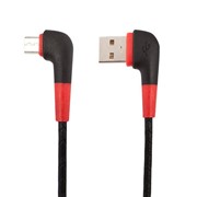 USB кабель «LP» Micro USB L-коннектор «Кожаный шнурок» (черный/европакет) фотография