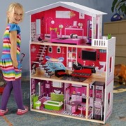 Кукольный домик с лифтом. Домик для кукол Малибу с мебелью. фото