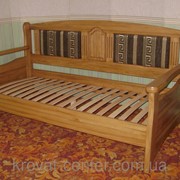 Дубовый диван - кровать Орфей - 2 с мягкими вставками (190\200*80\90\120) массив - дуб. фото