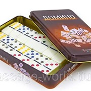 Домино настольная игра в металлической коробке (кости-4,3см, р-р 19x11,5x3,5см) фото