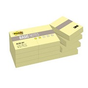 Post-it Basic Набор клейких блокнотов 3M BASIC 653R-BY, 38х51мм, 12 блоков по 100л, канареечный желтый