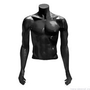 Торс мужской, скульптурный, укороченный, цвет черный глянец, руки опущены. MD-С-14-02G фотография