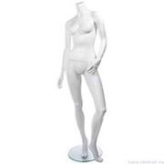 Манекен женский, скульпутрный, без головы, для одежды в полный рост, цвет белый, стоячий, левая нога и левая рука согнуты. MD-Smart (headless) Pose фото