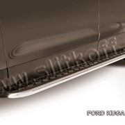 Пороги d57 с листом (чёрный квинтет) из нержавеющей стали Ford Kuga (2013) FKG13-010 фото