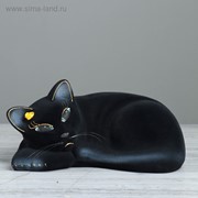 Копилка “Кошка Соня“, покрытие флок, чёрная, 13 см фото