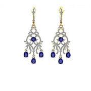 Серьги ERG010395 бр Сыр?а (Алтын 585) Бриллиант кр. VVS1 F-G 1,0кт Сапфир 5,6кт фото