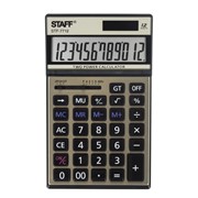 Калькулятор настольный металлический STAFF STF-7712-GOLD (179х107 мм), 12 разрядов, двойное питание, блистер, фото