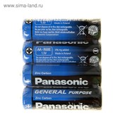 Батарейка солевая Panasonic General Purpose, AA, R6-4S, 1.5В, спайка, 4 шт. фото