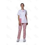 Костюм женский №434 тк Satory DoctorBIG белый розовый персиковый 0 23 37 фотография