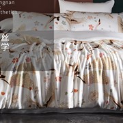 Шёлковый комплект постельного белья “Журавли”, 19 моми, все размеры фотография