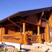 Строительство элитных деревянных домов из окоренного бревна (ручная рубка). Кедр фотография