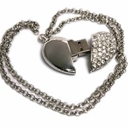 USB-флешка на 32 Гб в виде Сердца с кристаллами, серебро фото