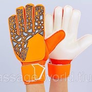 Перчатки вратарские с защитными вставками на пальцы (PVC,р-р 8-10, оранжевый) фото
