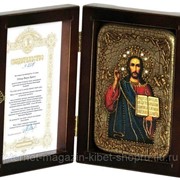 Настольная икона Господа Иисуса Христа на мореном дубе фото