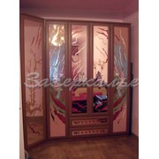Двери для шкафов купе зеркальные с расцветкой дерево фотография