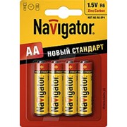 Батарейка Navigator 94758 R6 BP4 пальчиковая 4шт. /12/60/ фотография